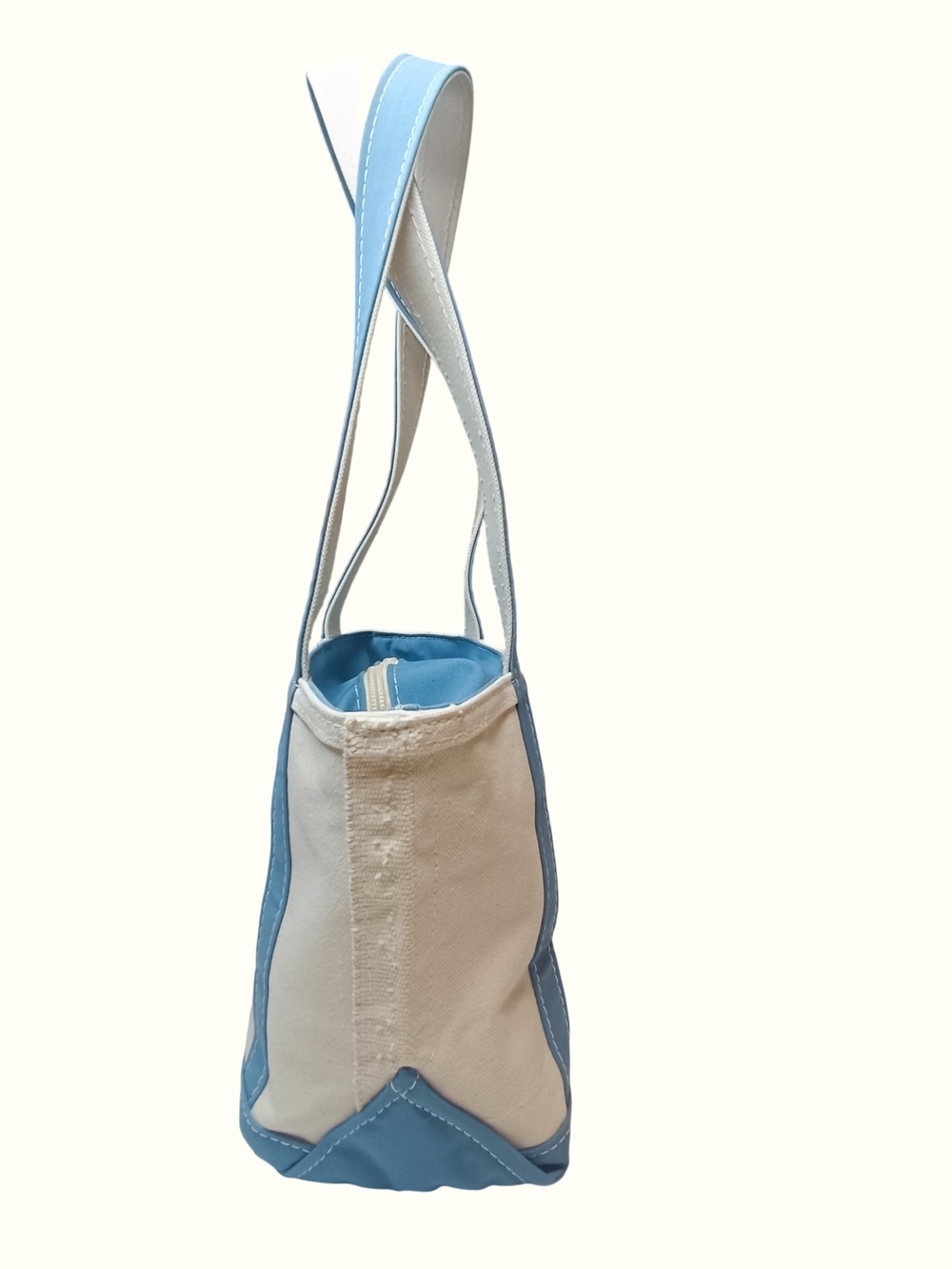 L.L.Bean Boat and Tote Zip-Top Medium Canvas Bag Regatta Blue Long Handles CBK - Picture 2 of 15